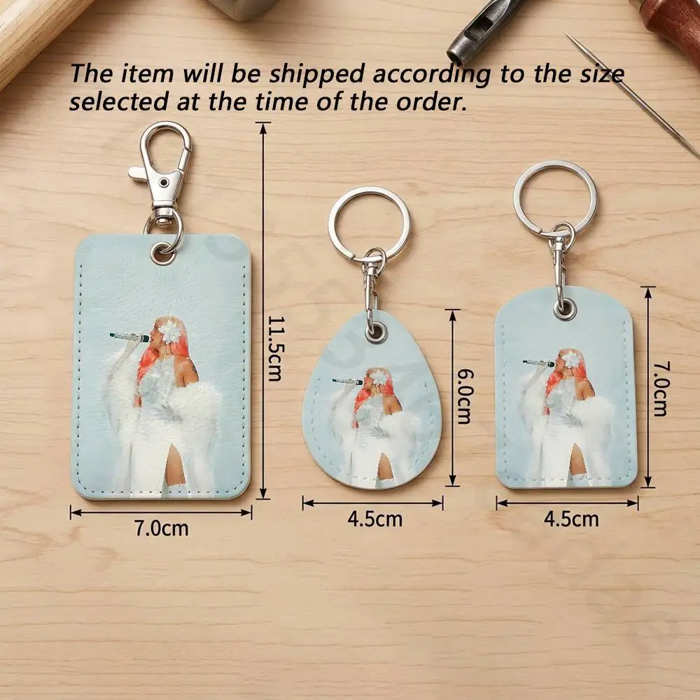 K-KAROL G NO ME ARREPIENTO DE SENTIR TANTO Rectangle Card Case Keychain Access Card Bag Key Tag Ring Leather Card Holder Key view 5