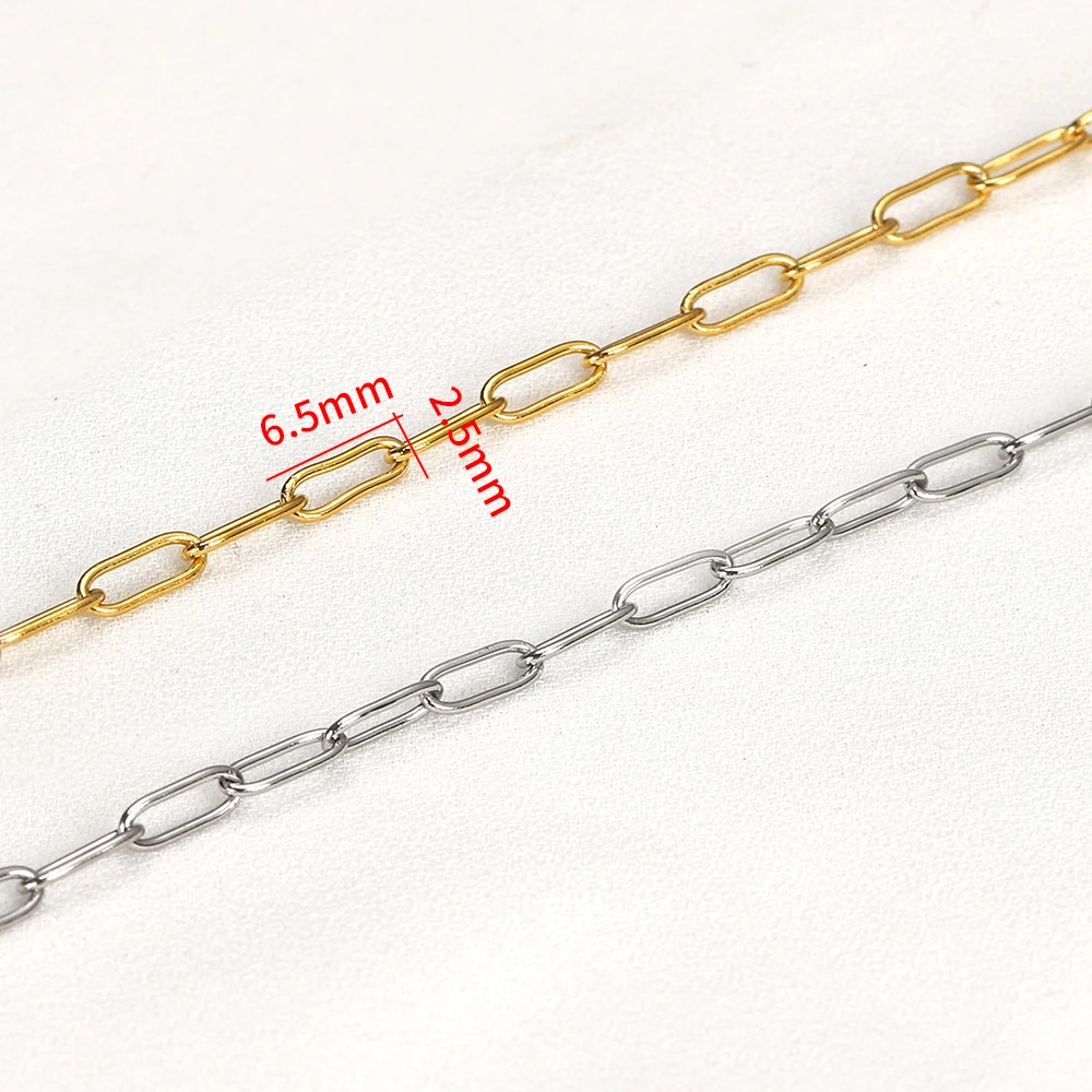 2Meters 2.5mm Gold Stainless Steel Chains for Jewelry Making DIY Necklace Bracelet Choker Accessories Closed Link Oval Chain