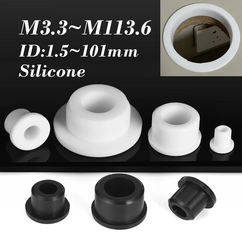 1~20 Pcs Round Hollow Silicone Rubber Grommet 3.3mm~113.6mm Wire Cable Wiring Protect Bushes O-rings Sealed Gasket Hole Plug