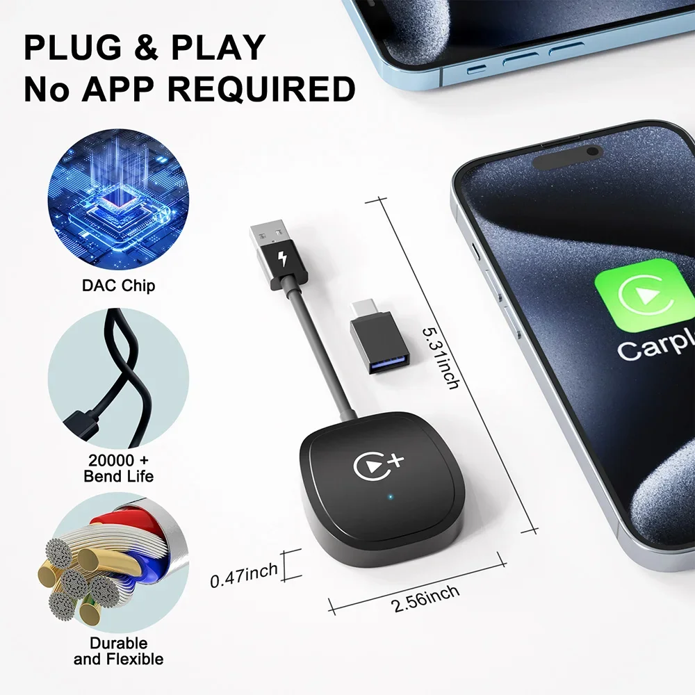 محول Carplay اللاسلكي يوتيوب Netflix Tiktok APP Player اللاسلكي aple Carplay Video Dongle سلكي إلى صندوق CarPlay AI اللاسلكي