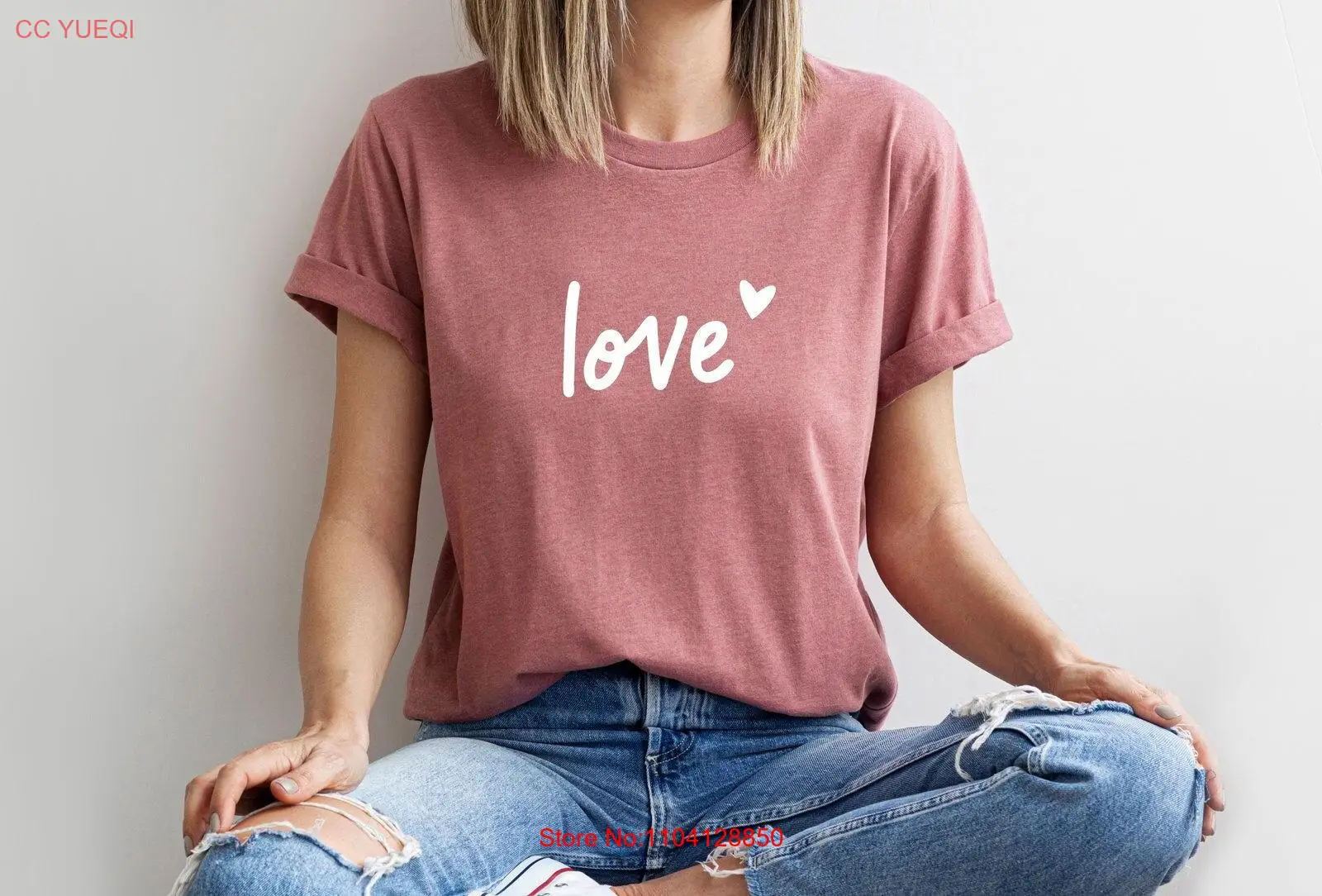 

Love HearT T Shirt MinimalisT Valentines Retro Matching Cute long or short sleeves