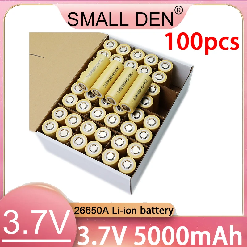 

Lithium ion battery pack 26650 original 3.7V 5000mAh large capacity drone fan power bank and other electric tools 100pcs