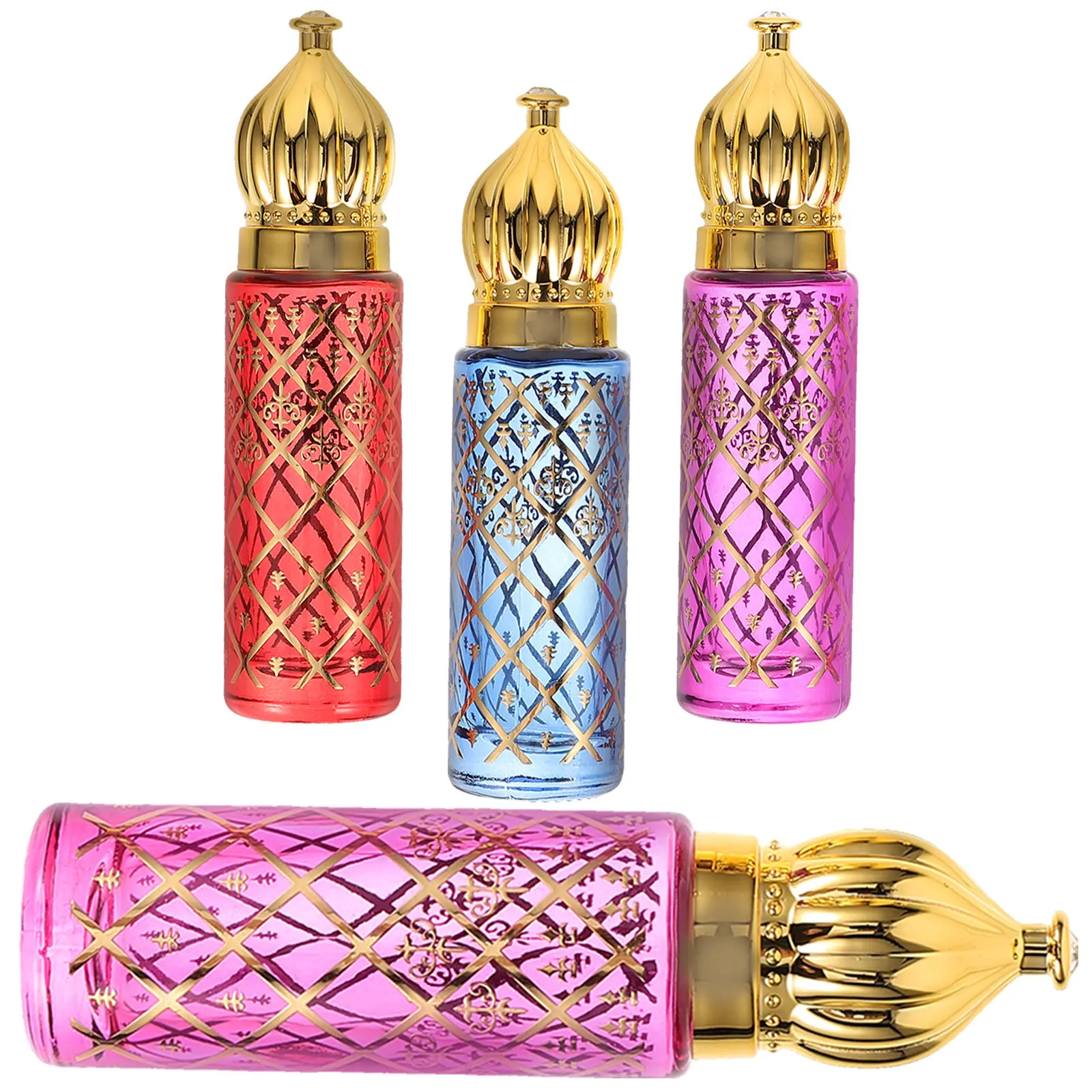 

Набор из 4 флаконов-роллеров для эфирных масел, маленькие флаконы для духов, пустые декоративные емкости для жидкостей, герметичные, дорожный подарок для женщин