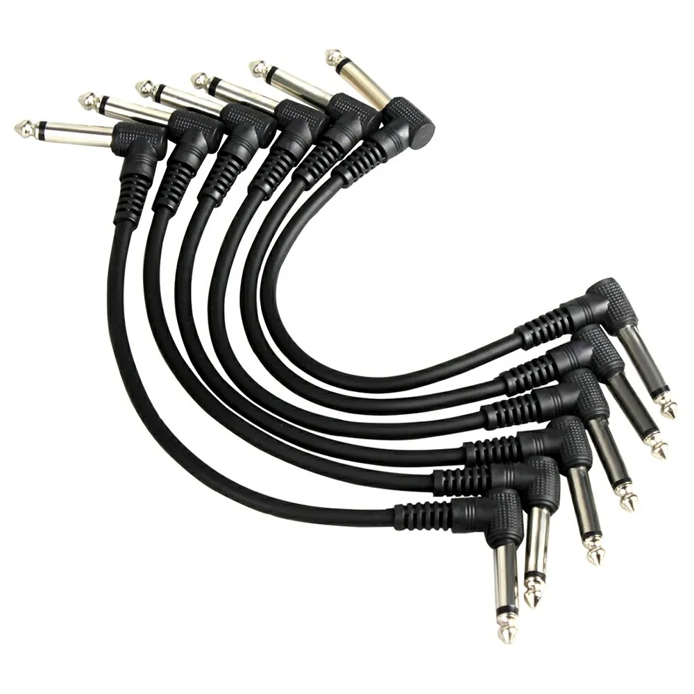 6Pcs Guitar Effect Pedal Cable Connecting Line 6.35Mm To 6.35Mm Audio Cable 21Cm Right Angle Cord Copper Wire Guitar Accessories