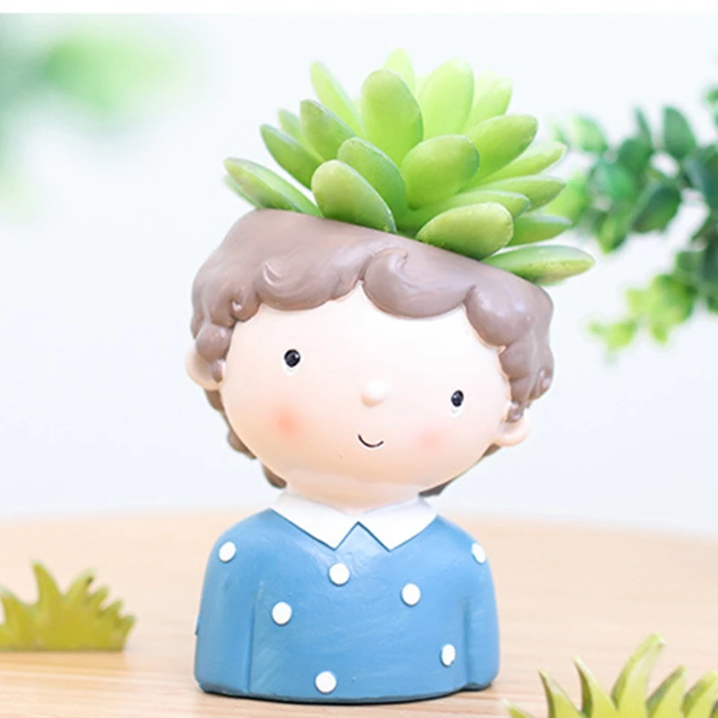 Fashion Boy Succulents Flower Pot Epoxy Resin Mold Concrete Vase Silicone Mould