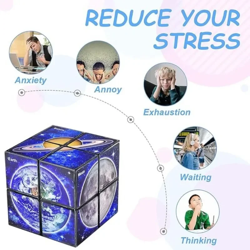 2 w 1 Star Sky Infinity Cube EDC Fidget Toy Kreatywna układanka dekompresyjna do zabawy dla dzieci i dorosłych