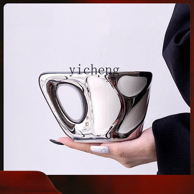 lsl-silver-creative-water-cup-original-futuristic-texture-mug-ceramic-coffee-cup