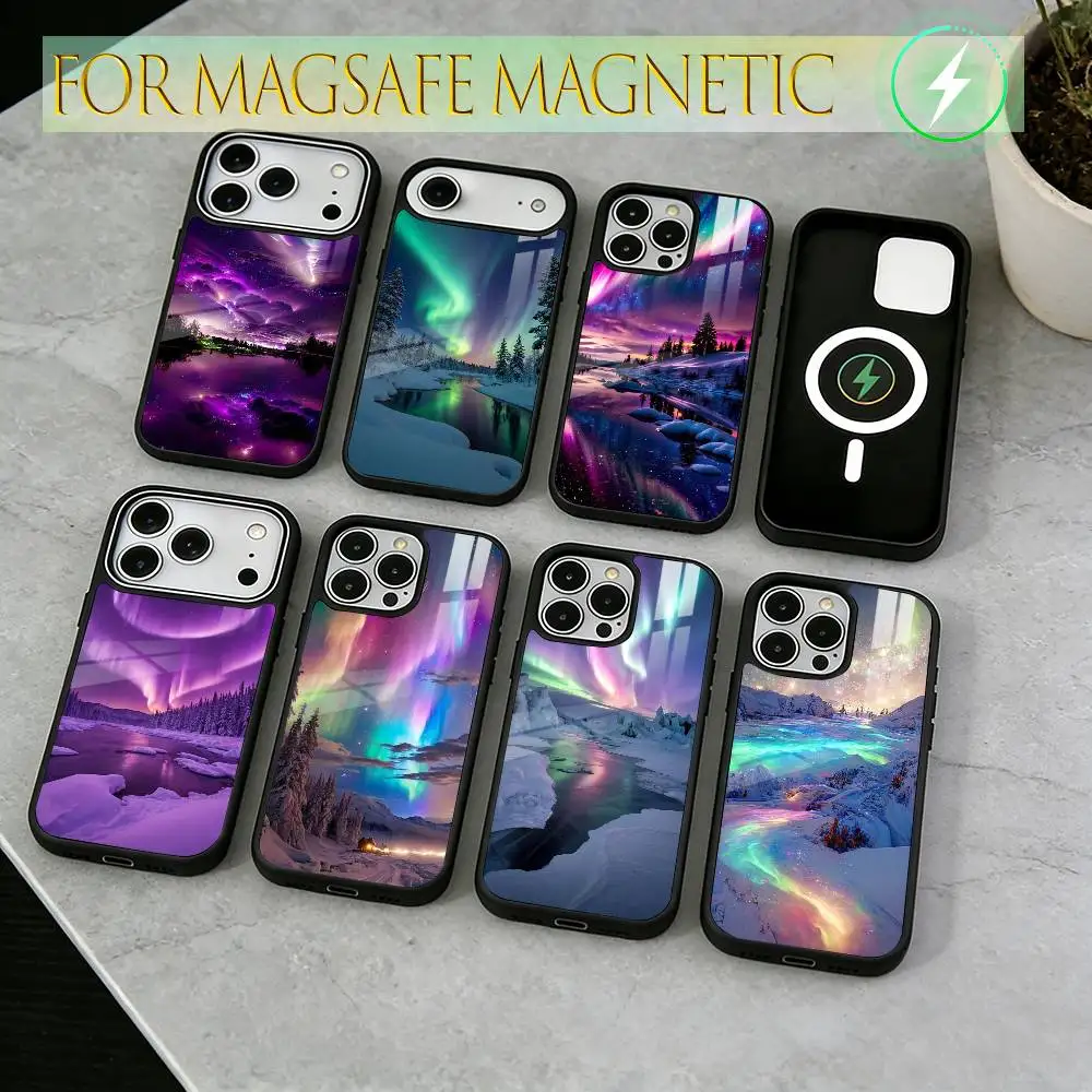

Northern Lights Phone Case For iPhone17,16,15,14,13,12,11 Plus,Pro Magnetic with Magsafe Wireless Charging