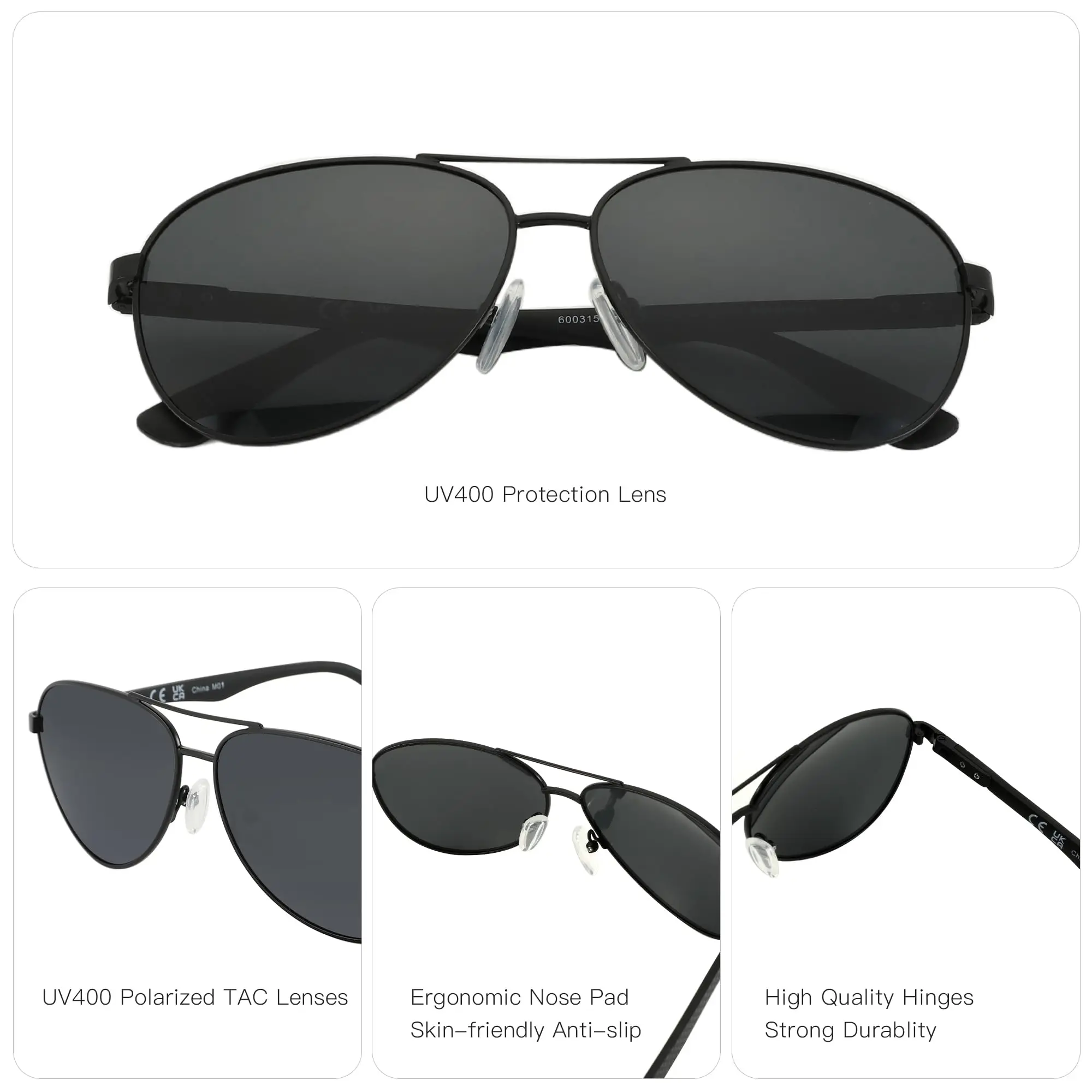 ZENOTTIC Polarized Aviator Sunglasses for Men Carbon Fiber  display picture 2