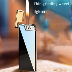 Thin inflatable wire drawing grinding wheel, classic open flame gas butane lighter, modern and minimalist