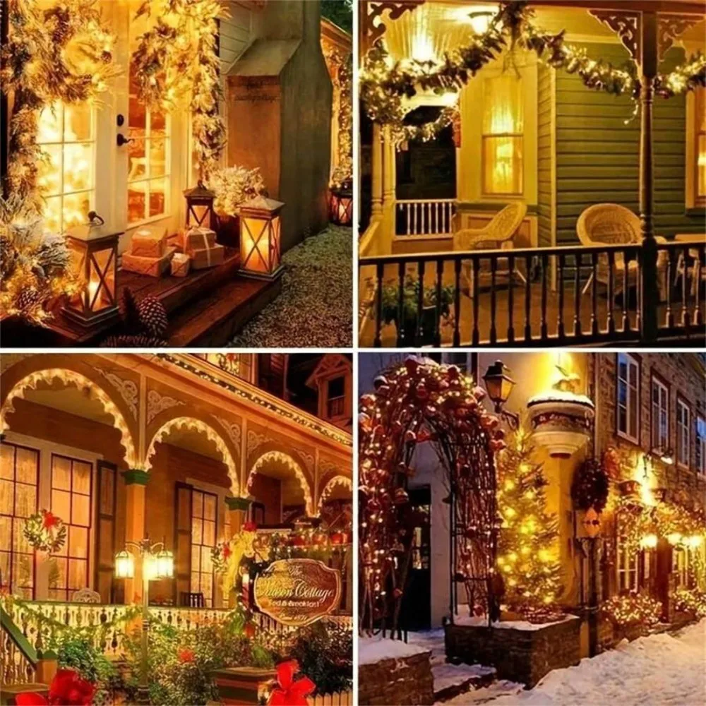 1 szt. 100 LED Lampki druciane na druciku miedzianym, zasilane energią słoneczną, 8 trybów świecenia, odpowiednie na wesela, do wnętrz, na festiwale, do sypialni