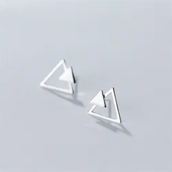New Simple Popular Geometry 925 Sterling Silver Fashion Jewelry Hollow Triangle Personality Stud Earrings E186