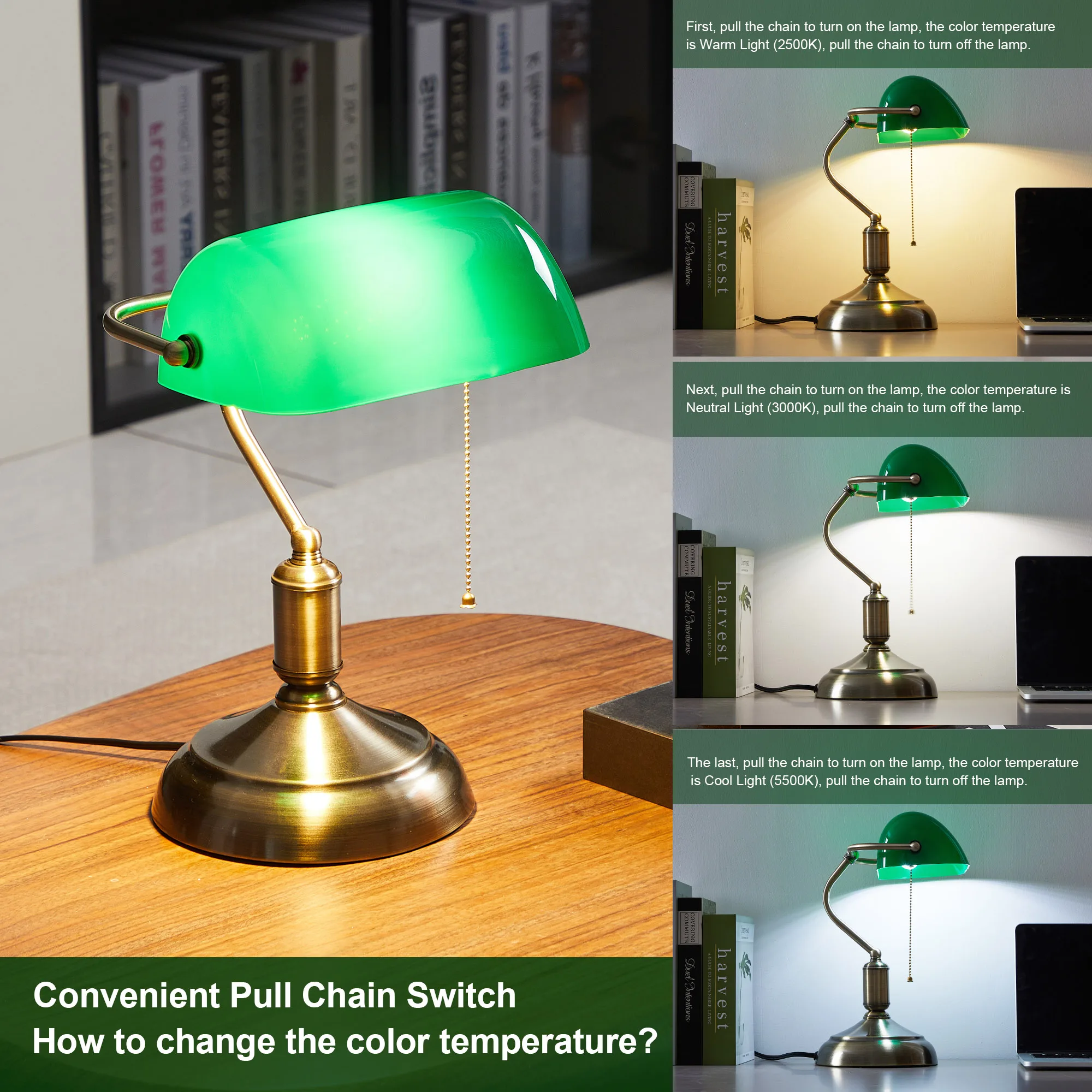 

Classic bank table lamp with zipper switch acrylic lampshade without light bulb very suitable for bedroom office and bank use