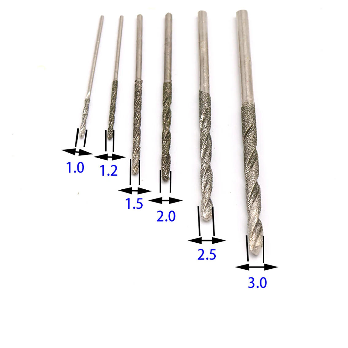 Taladro helicoidal de diamante Micro HSS, broca helicoidal de 0,8/1/1.2/1.5/2/2.5mm, herramientas de pulido de agujeros de perforación de ágata de vidrio Jade