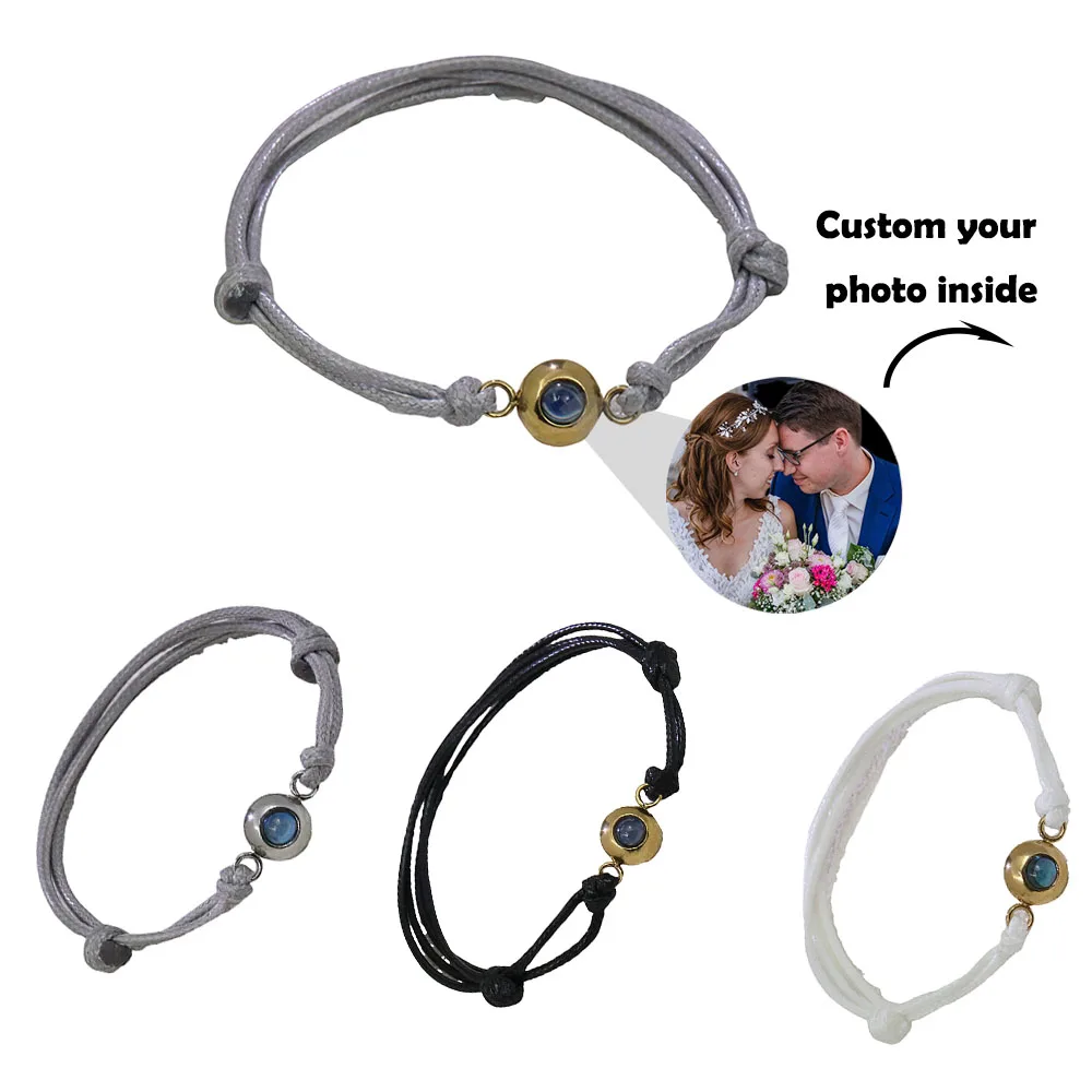 New Custom Double Layer Projection Bracelets Personalized Custom Photo Bracelets  Woven Projection Bracelets Women's Gift 2025