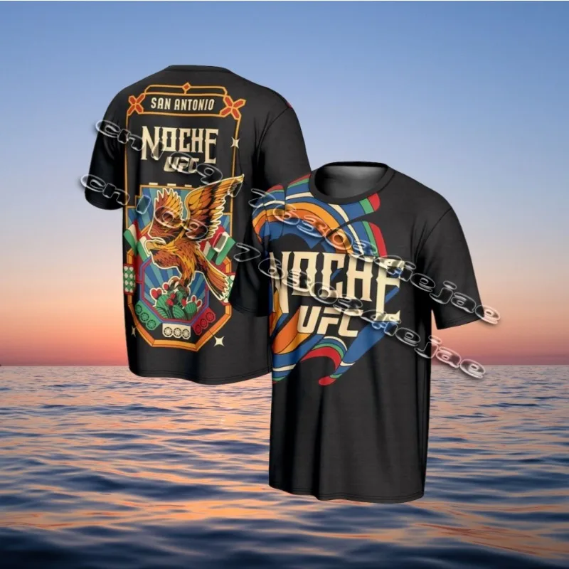 

2025 Men's Black 3D Printed Speed Drying Super Large T-shirt, Extreme Sports Boxing Suit, Ufc Fighting Champion Wrestling Top