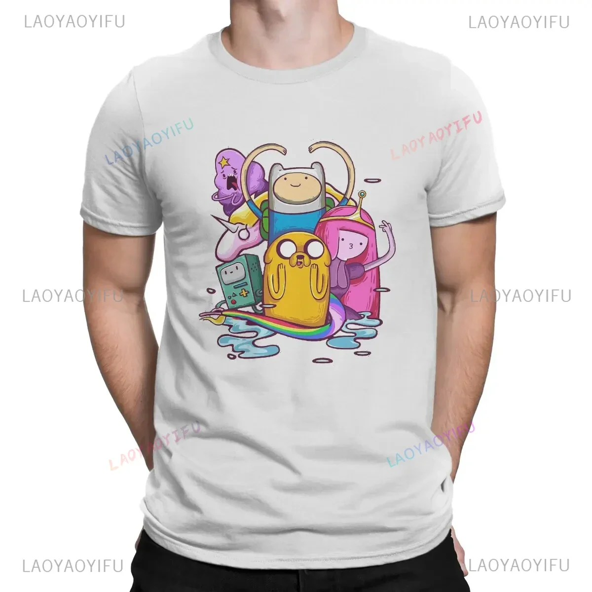 Adventure Time Cartoon Printing Shirt for Men Fashionable Cotton T Shirt Summer Street Wear New Trend Casual Unisex Clothes