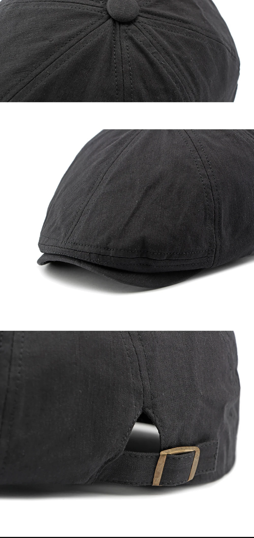 HT4384 Baskenmützen für Herren und Damen, Retro-Künstlermütze, Verstellbare Einfarbige Ivy-Flat-Oktagonale Kappe, Baumwoll-Baskenmützen für Männer und Frauen – Detail 13