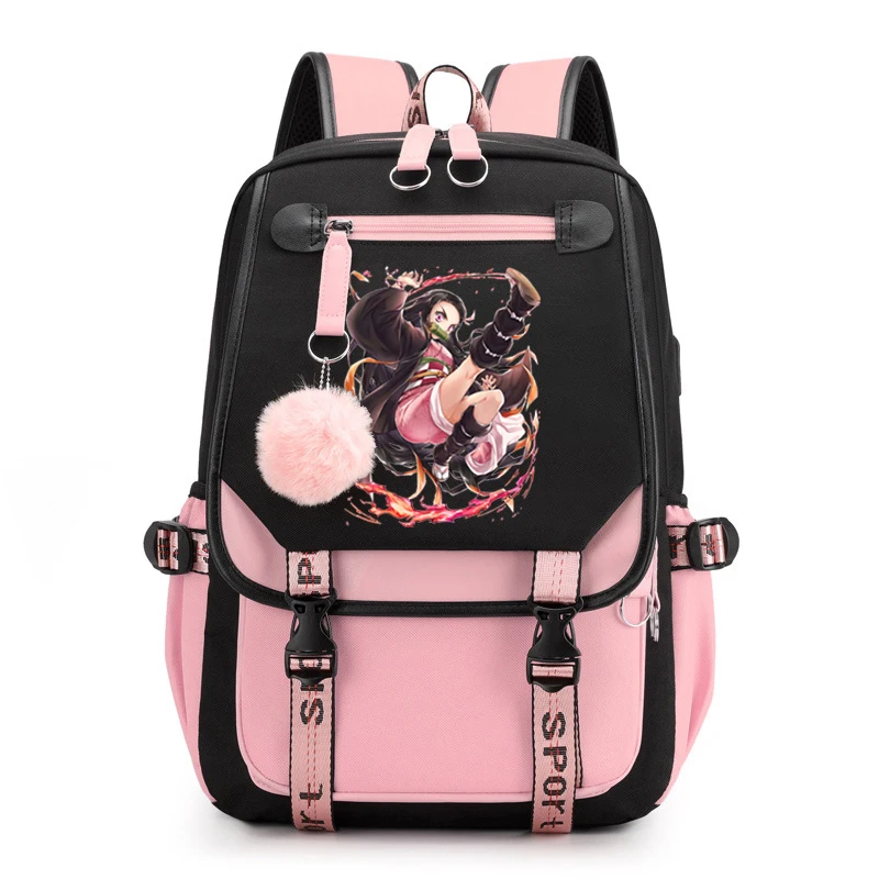 Tas Travel Anime Demon Slayer Tas Sekolah Harajuku Tas Olahraga Unisex Remaja Demon Slayer Tas Sekolah Ransel untuk Mahasiswa