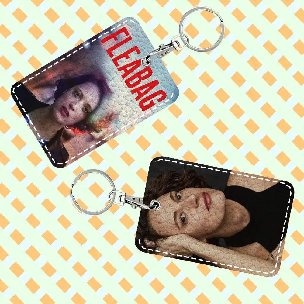 Classic TV Play F-Fleabag Card Case Keychain Access Card Bag Key Tag Ring Leather Card Holder Key Ring Access
