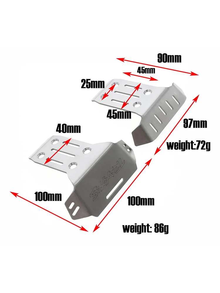 2 Stück Edelstahl vorne und hinten Chassis Rüstungsschutz für 1/8 Schlitten RC Auto Upgrade Teile Zubehör