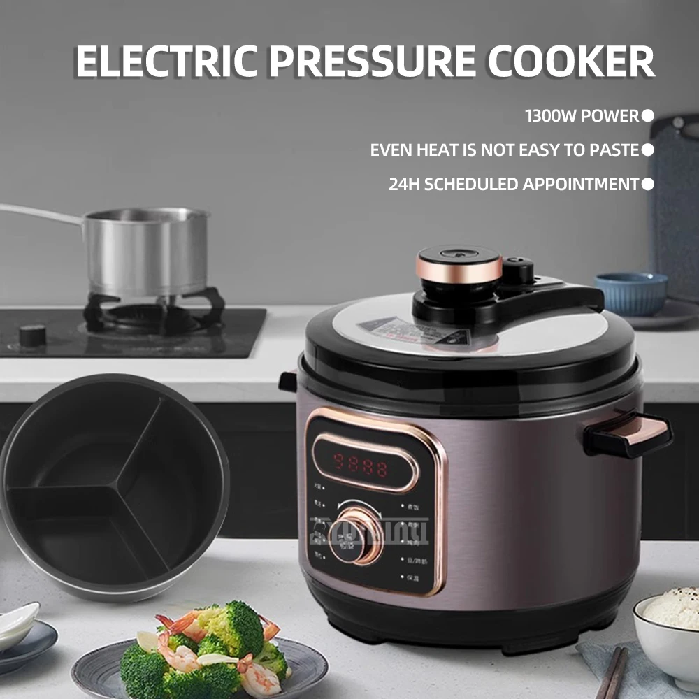 5L Cuiseur De Riz Electrique ثلاثة مقصورات جهاز طهي الأرز وعاء غير لاصق قدر الضغط الكهربائي