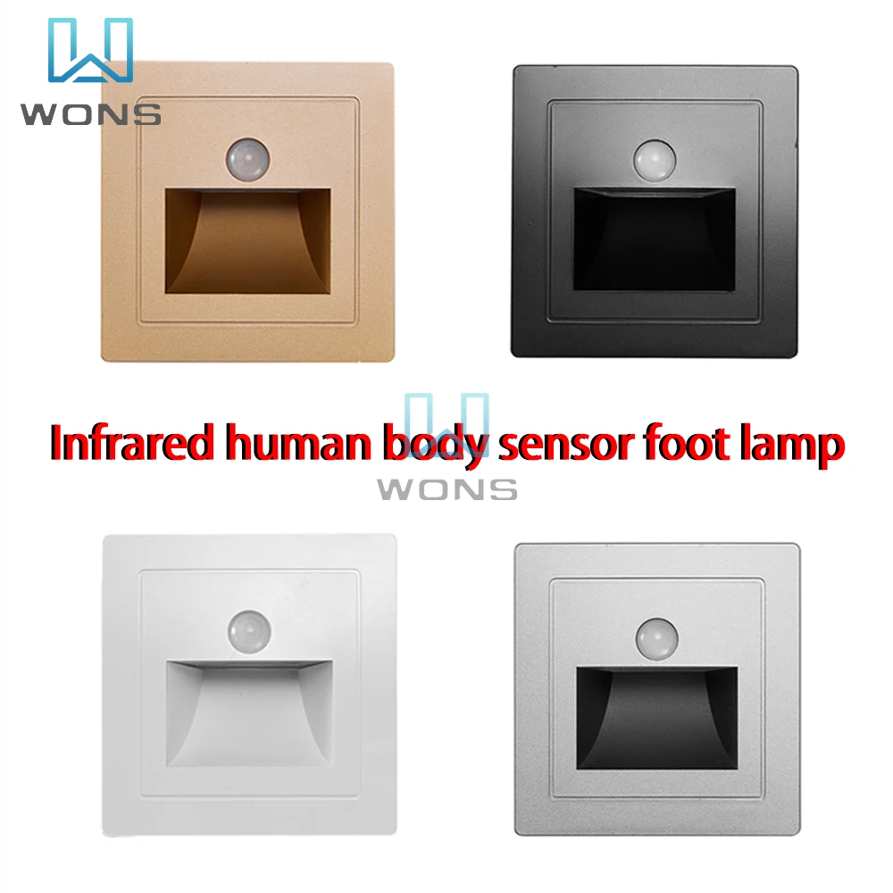 

Motion Detector Sensor Led Stair Light Infrared Human Body Induction Lamp Recessed Steps Ladder Staircase Bedroom Decoration