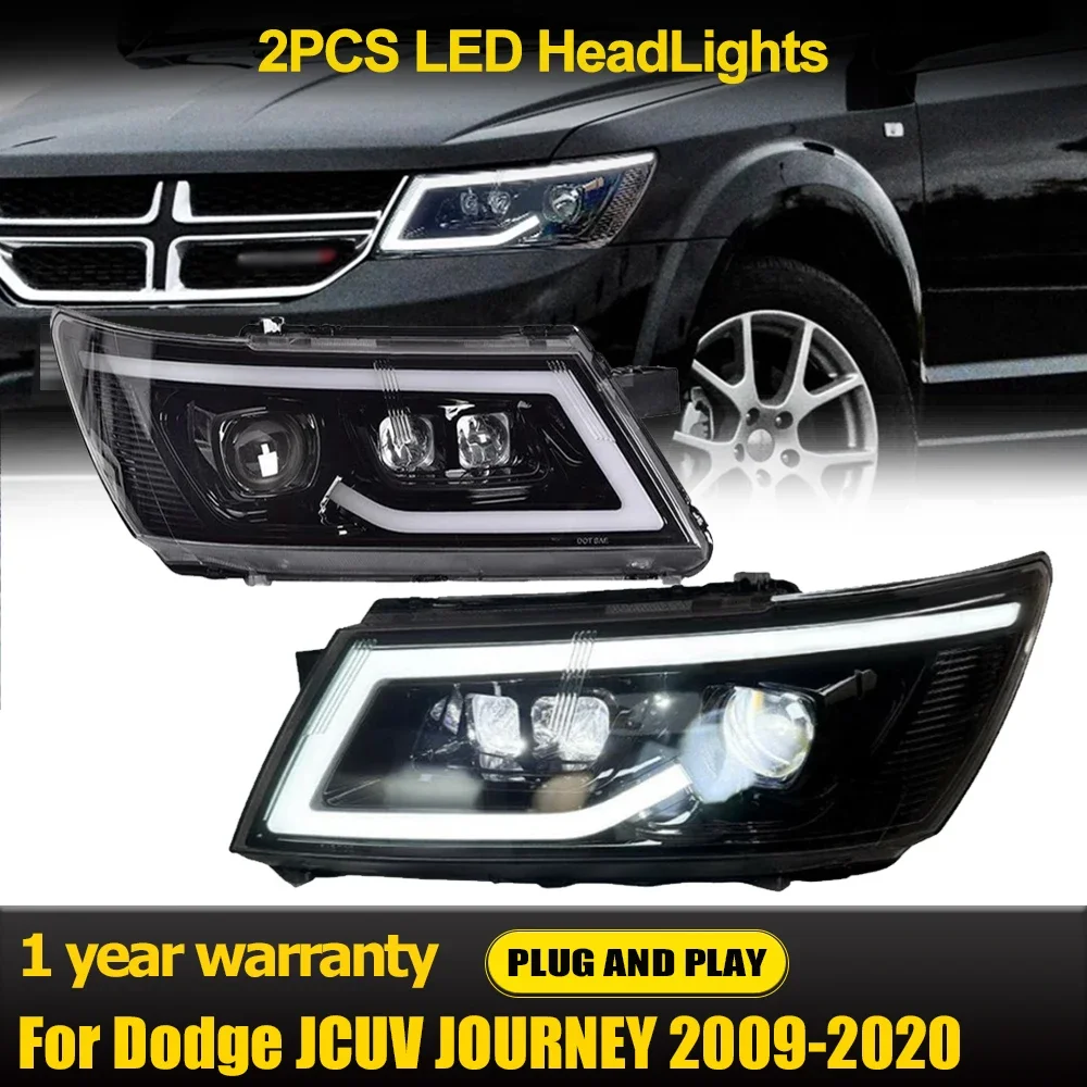 For Dodge Journey LED Headlight 2009-2019 JCUV Headlight Fiat Freemont DRL Dynamic Turn Signal High Beam Projector Lens Headlamp