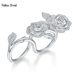 Follow Cloud Camellia Flower 1.91ct Real Moissanite D Color Diamonds Gemstone Wedding Double Rings for Women 925 Sterling Silver