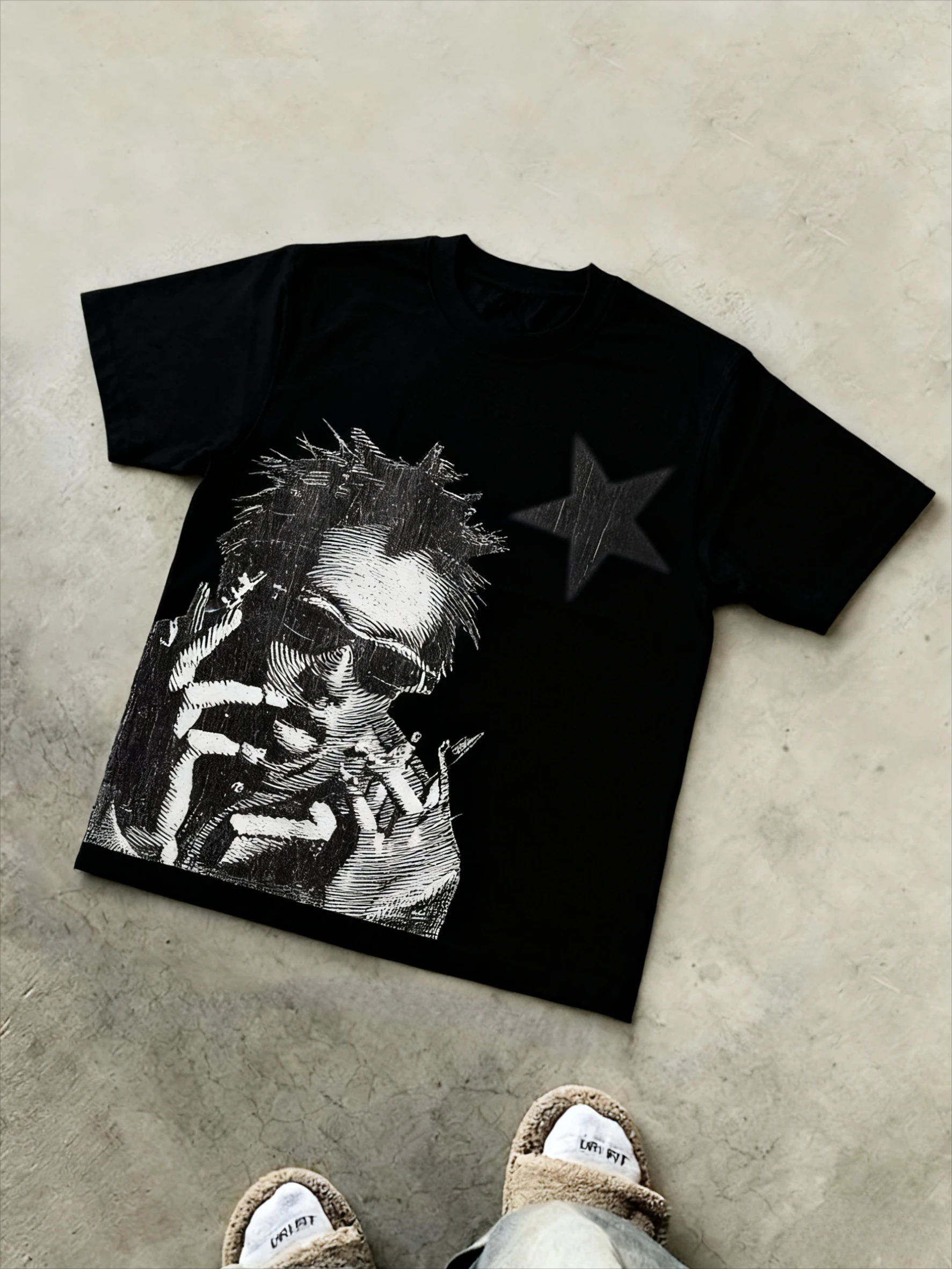 خمر الشارع مجردة صورة طباعة القطن تي شيرت الرجال Y2K الصيف قصيرة الأكمام المعتاد تي شيرت الشارع الشهير المرأة المحملة القمم #1