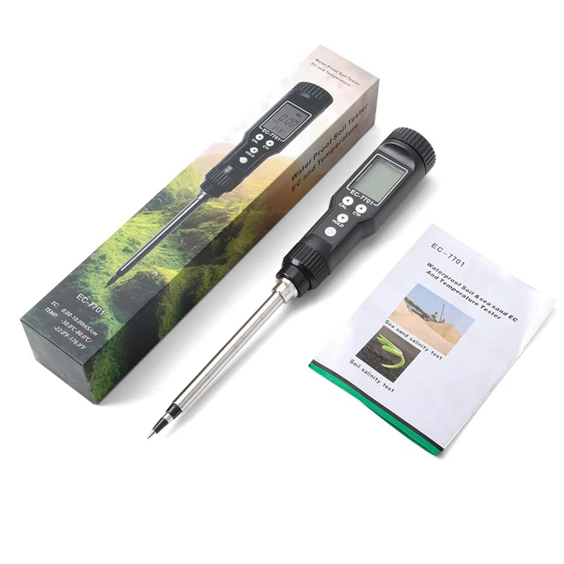 EC-7701 Smart Soil EC Meter 0.0-10.0Ms/Cm Soil Tester Data Logger Temp Analyzer For Hydroponics Planting Garden