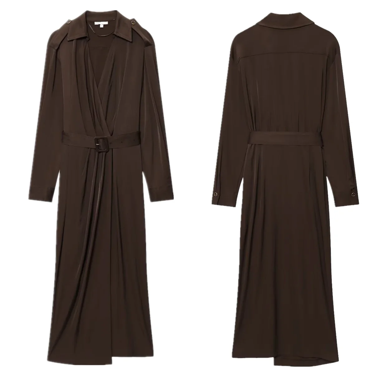 

Maxdutti Minimalist Fashion Ladies Elegant Brown Shirt Dress With Belt Dress,Elegant Party Dresses,Womens Dresses Women