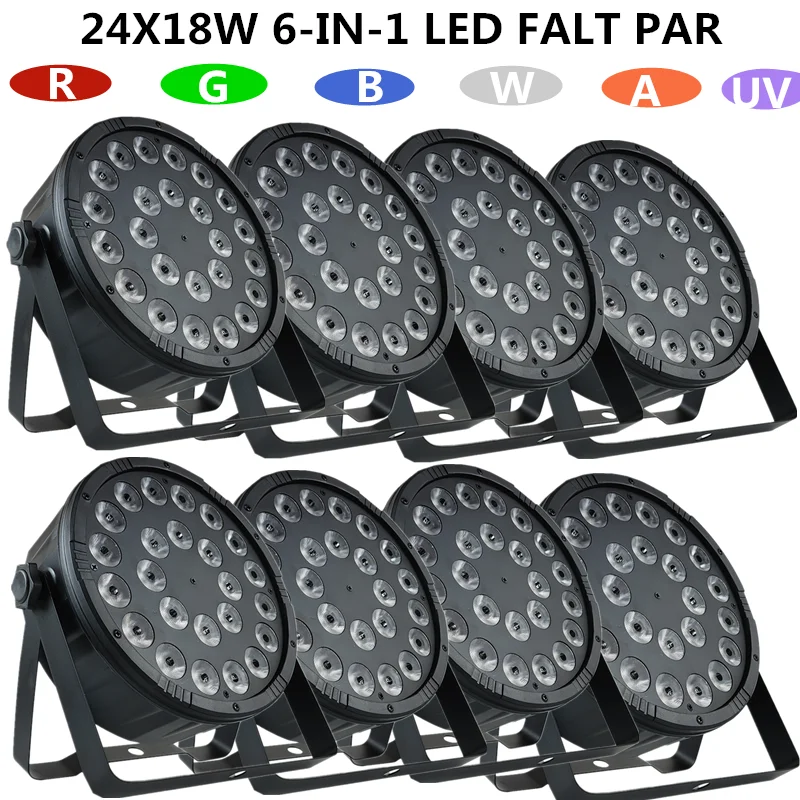 8PCS/ RGBWA UV  LED PAR 24X18W 6-in-1 PAR Light / disco light,par led professional dj equipment