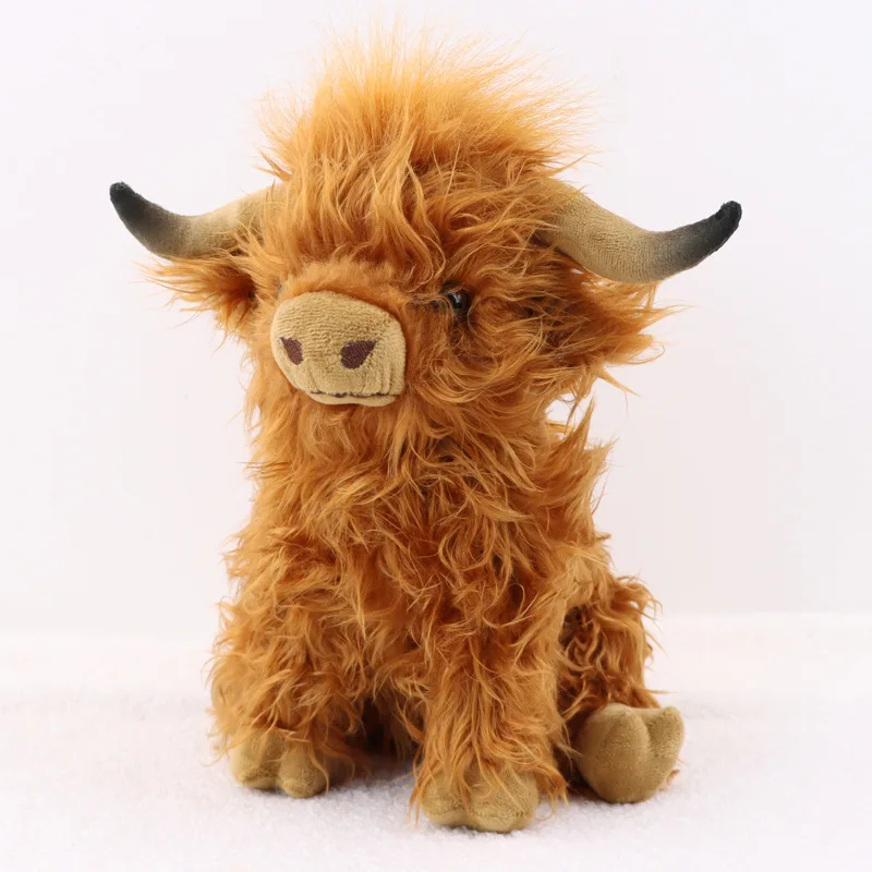 25Cm Simulatie Hoogland Koe Pluche Dier Pop Soft Gevulde Hoogland Koe Knuffel Kawaii Kids Baby Cadeau Speelgoed Thuis room Decor
