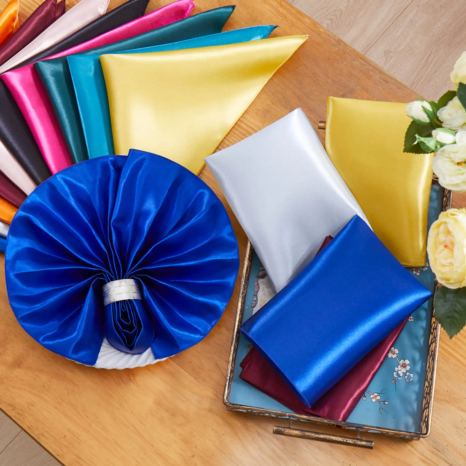 60 Pack Silky Satin Napkins Square 30x30cm, Party Cloth Napkins, Dining Table Napkins Soft Cloth Napkins for Wedding, Christmas