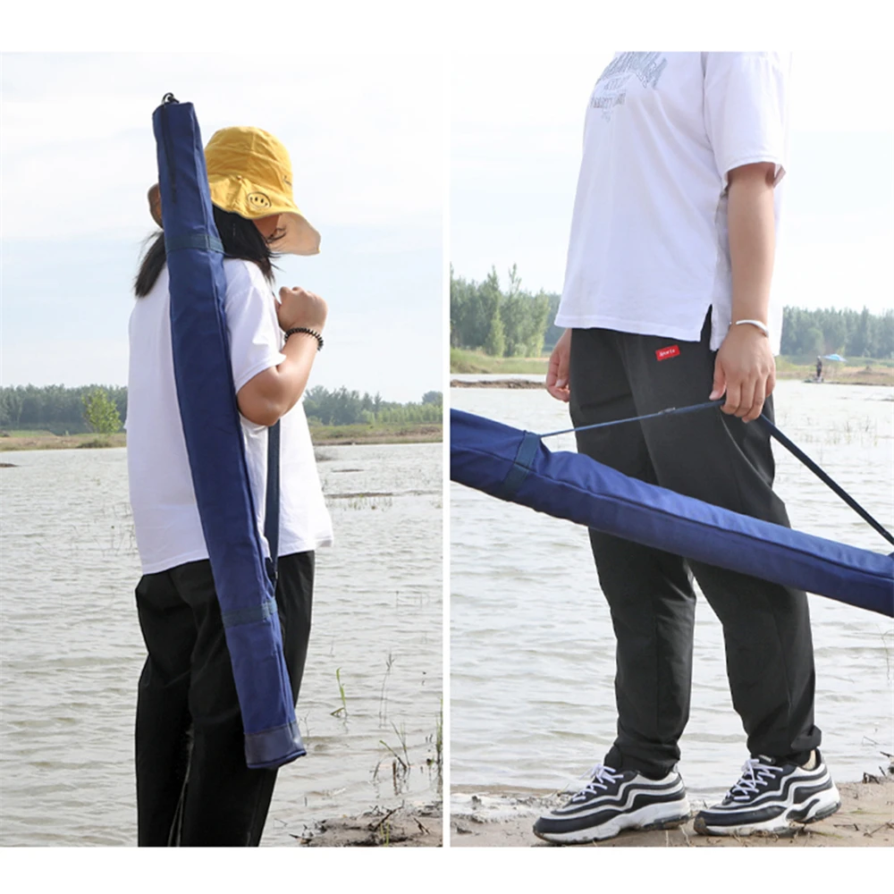 120/130/140cm Folding Portable Fishing Rod Bag Large-Capacity Fishing Umbrella Bag Thickening Canvas Rod Bag Fishing Tackle