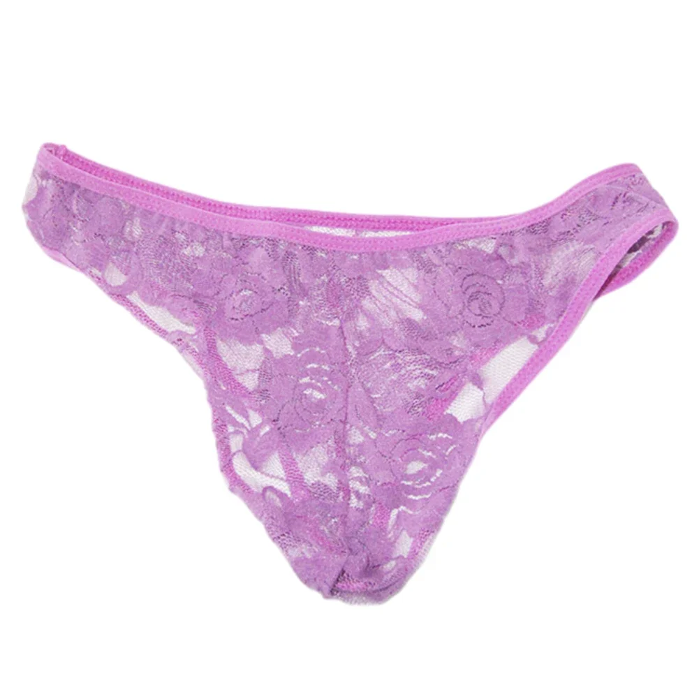 Sous-vêtements en dentelle rose pour hommes, culotte taille basse, string string, culotte évidée, slip transparent, caleçon masculin 7.0