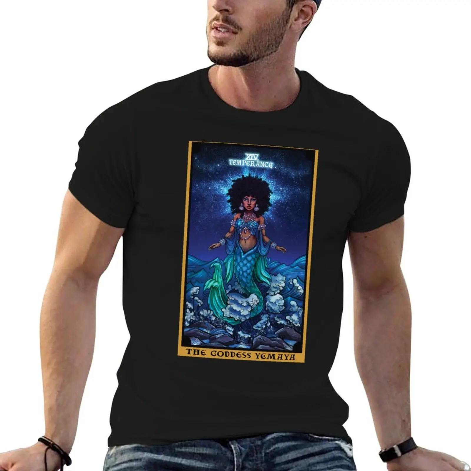 The Goddess Yemaya Temperance Tarot Card T-Shirt oversized t shirt man t shirt vintage t shirts men clothings