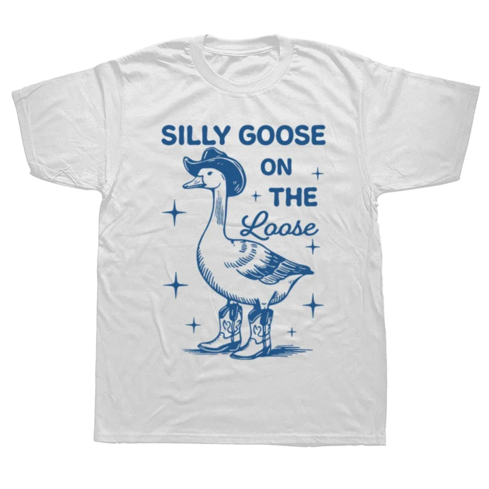 Funny Silly Goose on The Loose Graphic Tshirt Men Women's Fashion Casual Oversized T-shirts Men's 100% Cotton T Shirt