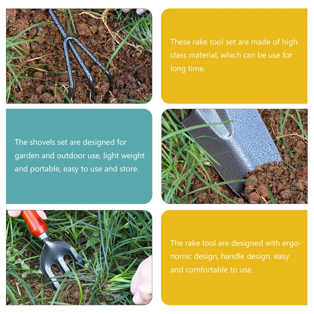 

1Set Garden Tool Set Rake Hoe Lightweight Ergonomic Handle Durable Practical Gardening Outdoor Shovel Tools Kit Portable