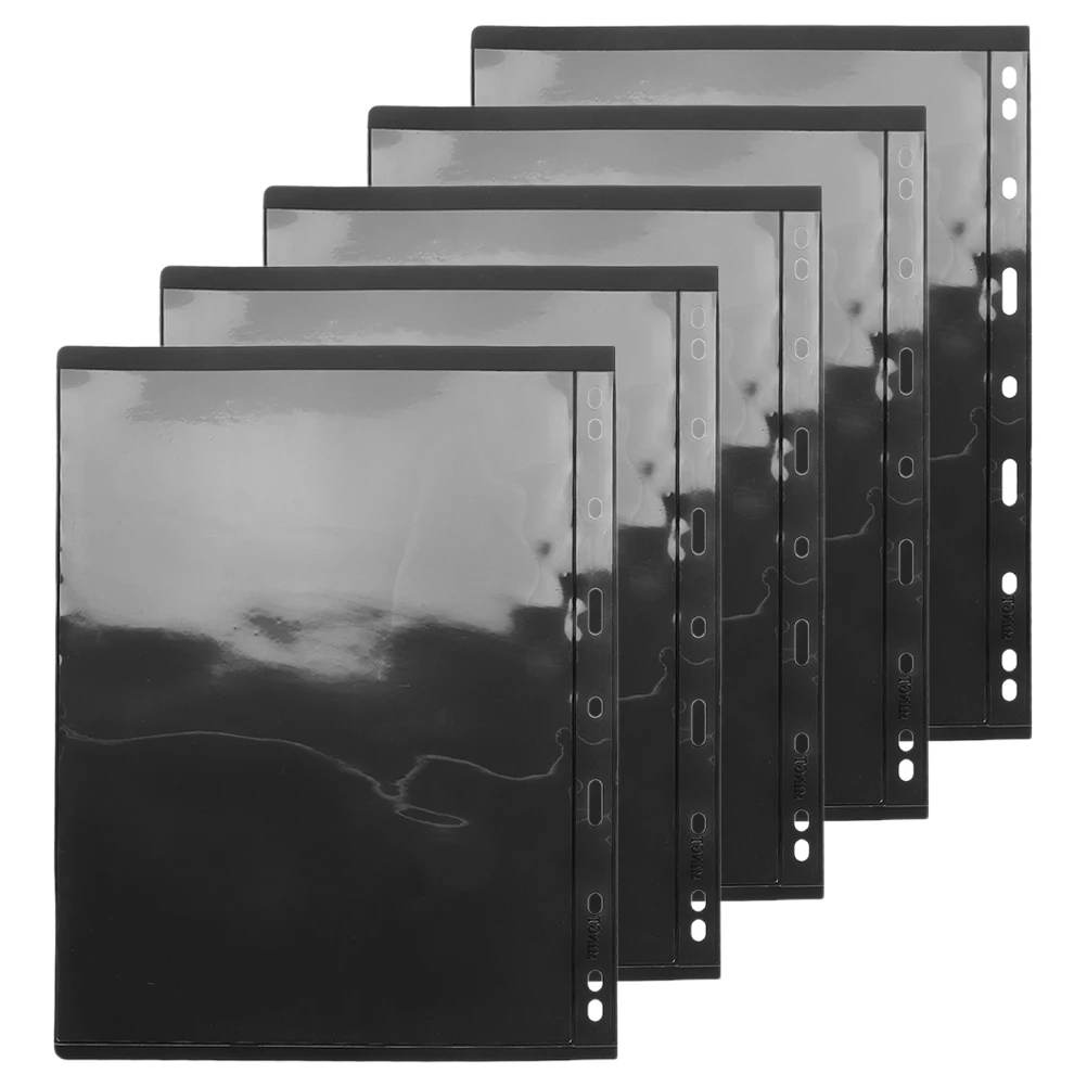 

10Pcs Double-Sided Stamp Album Pages 9-Hole Loose-Leaf Black Background for Stamp Collectors Storage Binder Inserts Document