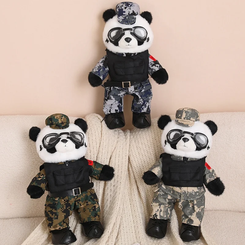 Creativo Camouflage Uniforme Panda Peluche Kawaii Corpo Bunny Doll Animali di peluche Simpatico coniglio per bambini Ragazze Regali Decorazioni per la casa