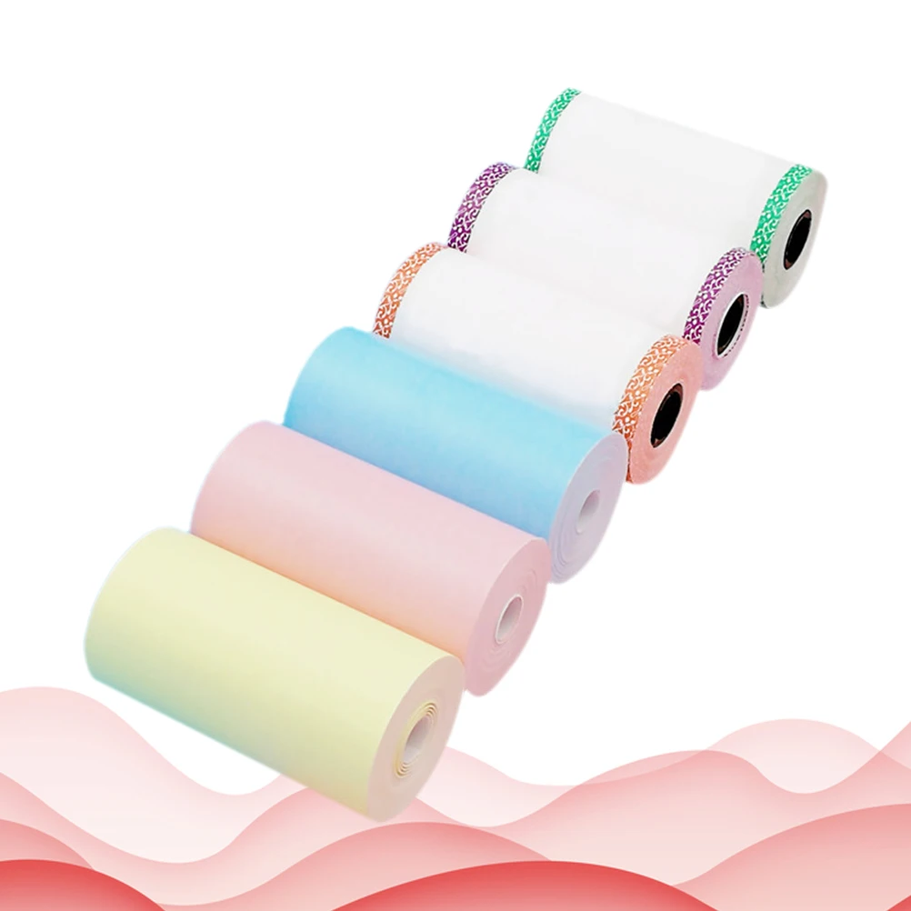 6 Pcs Printing Paper Compatible Home Office School Colorful Themal Paper Practical Commercial Label Thermal Fax