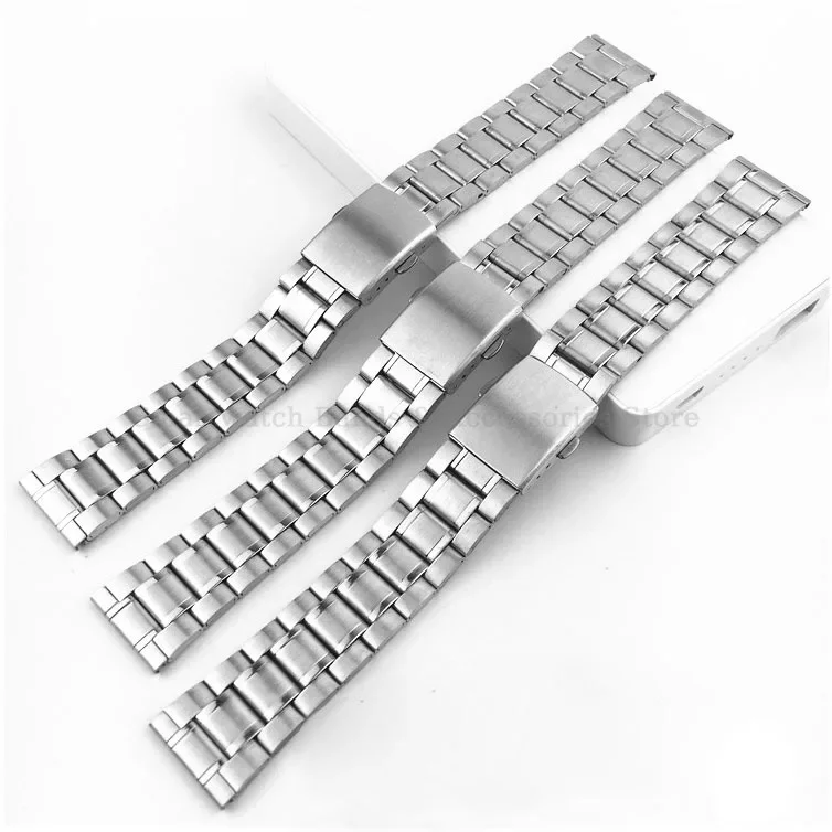 12mm 14mm 16mm 18mm 20mm 22mm 24mm Stainless Steel Watch Band Replacement Folding Buckle Bracelet Metal Wrist Band Universal