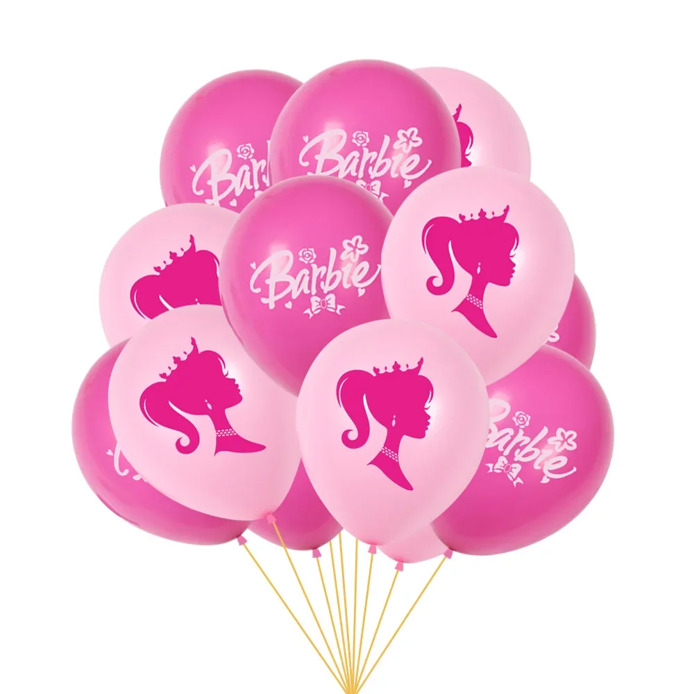 10pcs Girl Pattern Balloon Pink Girl Latex Balloons For Barbieed Theme Birthday Party Wedding Decor Baby Shower  Helium Ballon