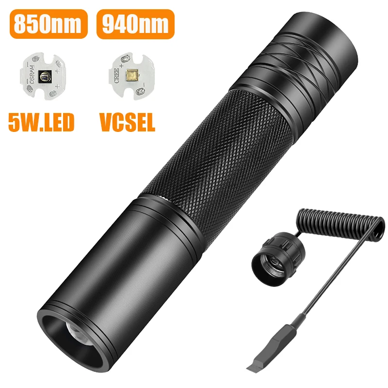 850nm 940nm Vcsel/LED Infrared Flashlight for Hunting Zoomable IR Torch Weapon Gun Light Outdoor Illuminator Night Vision Scope