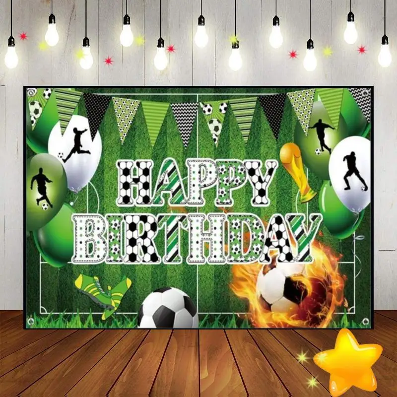 Soccer Football Field Sports Game Baby Shower Background Freedom Birthday Decoration Custom Backdrop Banner Photo Goal Shoot