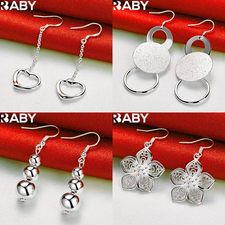 

URBABY 925 Sterling Silver Geometric Drop Earrings For Women Fashion Jewelry Charm Grace Noble Wedding Accessories