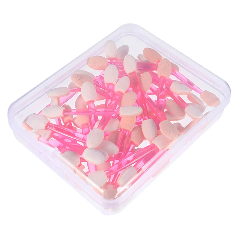 

50pcs Eyeshadow Brush Double-Headed Plastic Sticks Soft Latex Tips No Drop Powder Easy Apply For Travel Wedding Party Daily Use