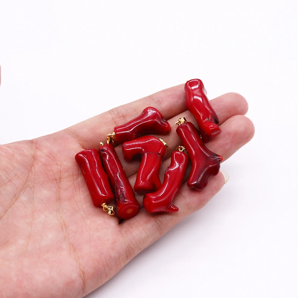 Red Coral Necklace Pendants Irregular Branch Natural Sea Bamboo Jewelry DIY Necklace Amulet Pendant Jewelry Accessories Gift 1pc